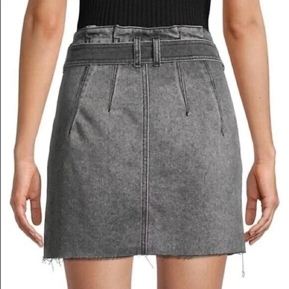 Free People East Of Eden Paperbag Denim Skirt In Washed Black Size 26 - Picture 4 of 9